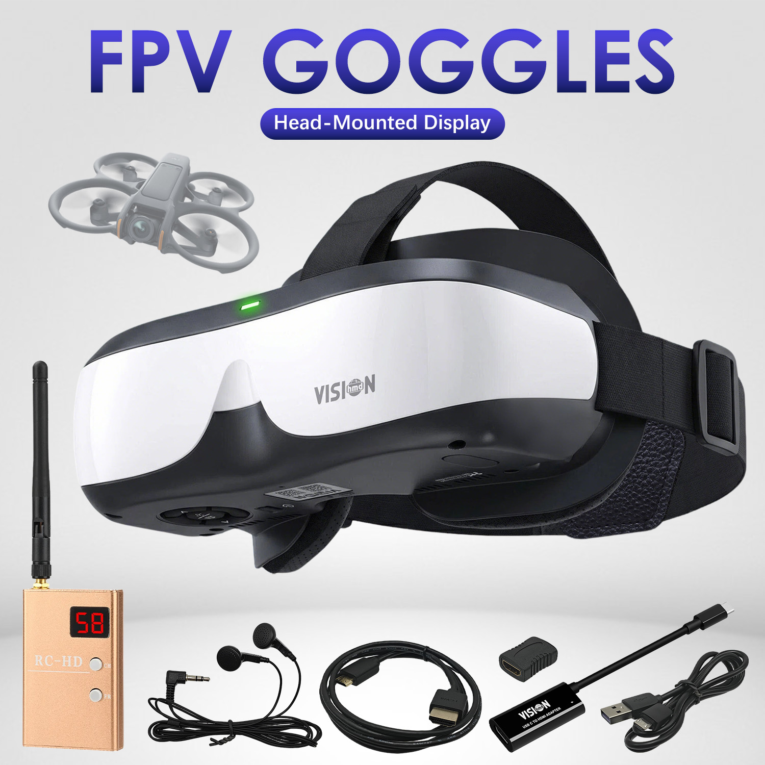 Skyzone Sky04O Pro Fpv Goggles - نظارات فيديو FPV للرأس للمبتدئين، طقم